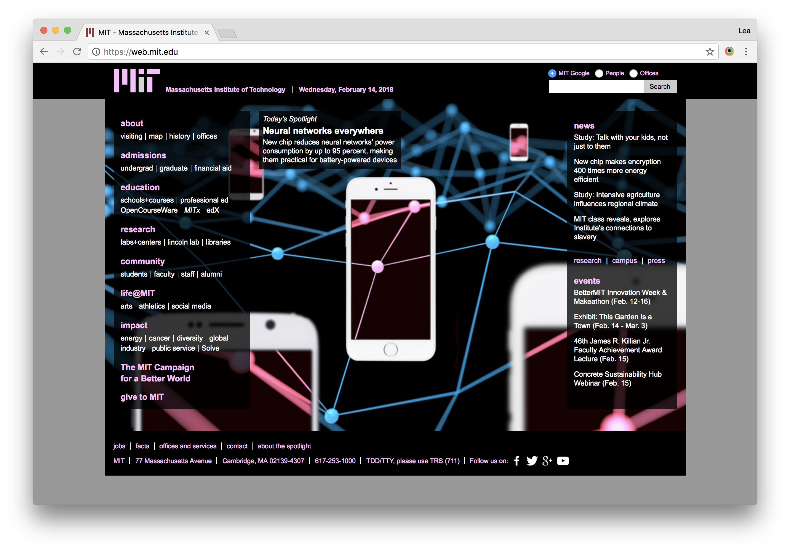 Screenshot of mit.edu